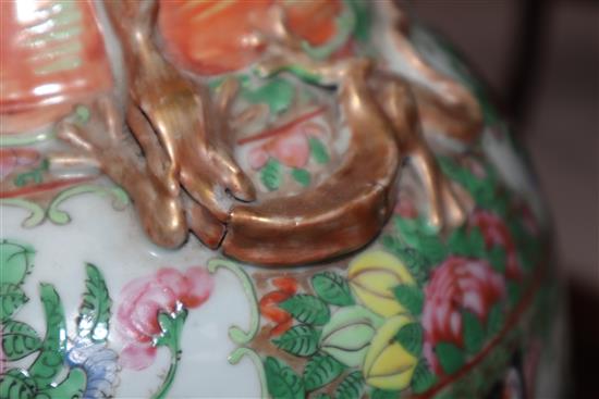 A 19th century Chinese famille rose baluster vase (chip to rim)